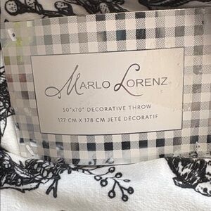 Marlo Lorenz Black & White Decorative Throw with Bunnies, chicks & flower motif